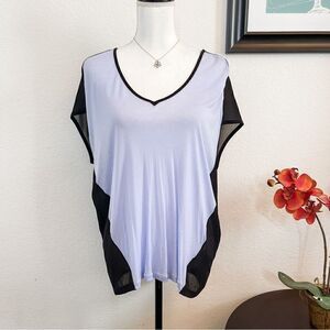 🍋 7 for All Mankind • Women’s Periwinkle Blue Top w/Sheer Back in Black Size M